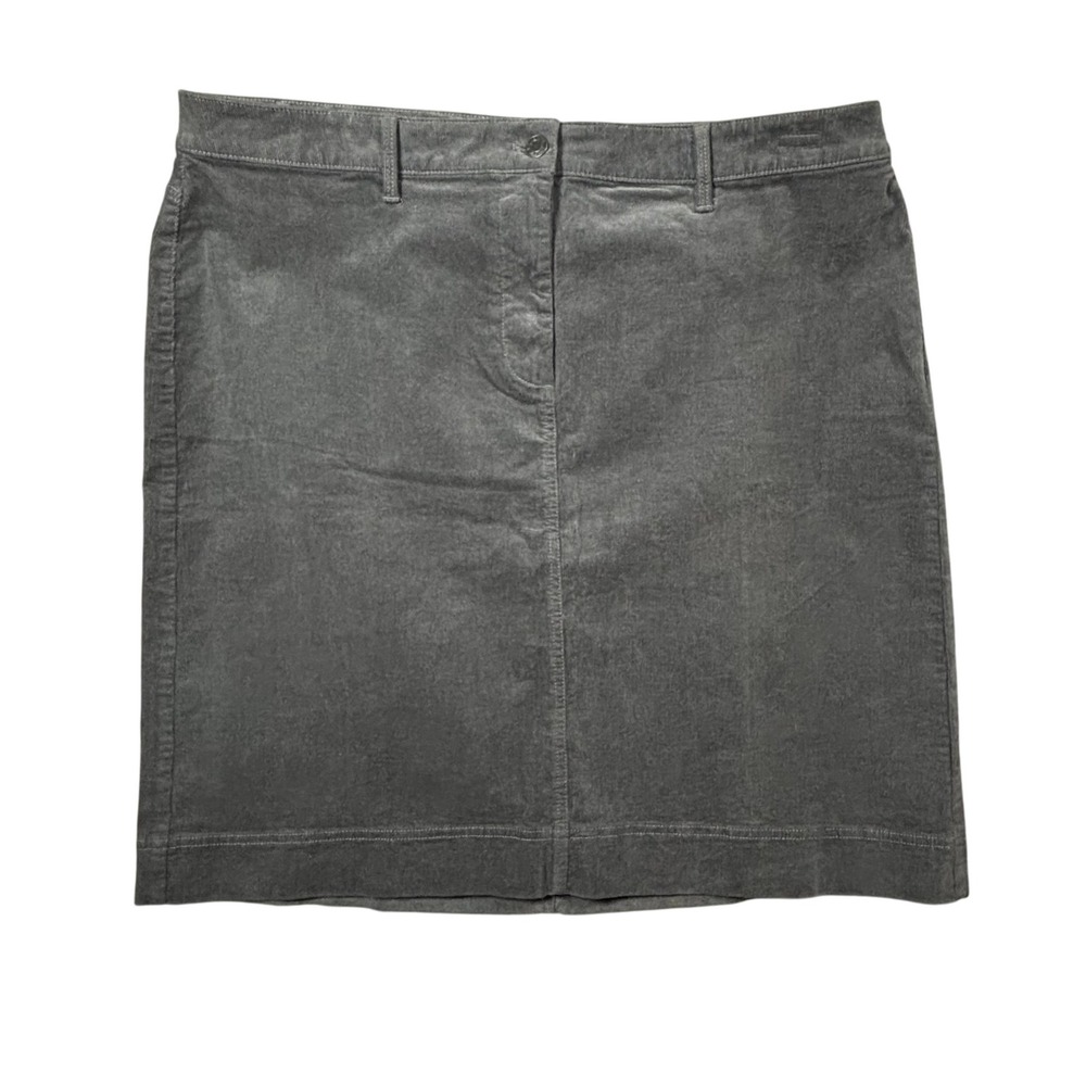Talbots Woman Dark Grey Corduroy Mini Skirt Plus Size 16W Cotton Blend BD2706
